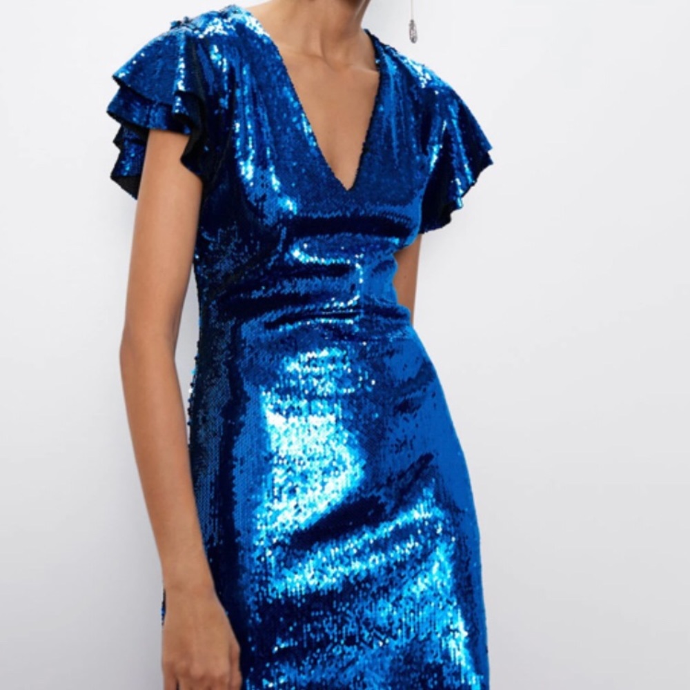 ZARA Blue Sequin dress